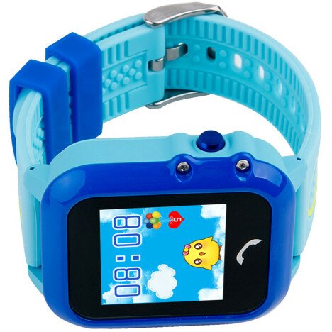 Ceas GPS Copii, iUni Kid27, Touchscreen 1.22 inch, BT, Telefon incorporat, Buton SOS, Albastru